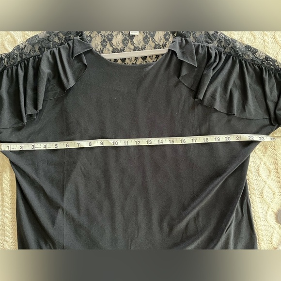 Calligraphie Brand Black with Lace Blouse women’s size Large - Picture 12 of 12